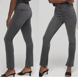 Good American Good Boy‎ Slit Hem Straight Leg Jeans Gray Sz 00/24